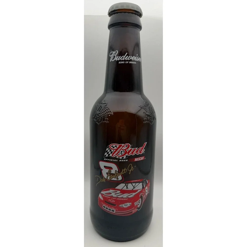 Budweiser Dale Earnhardt Jr NASCAR 8 Monte Carlo Glass Beer Bottle Bank 15 Inch